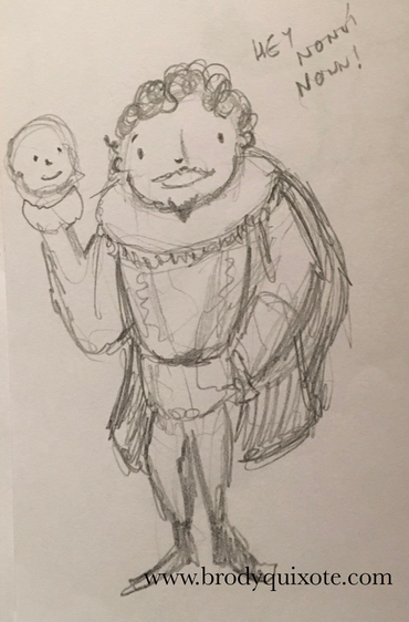 A rough sketch by brodyquixote of a smiling little shakespearean actor