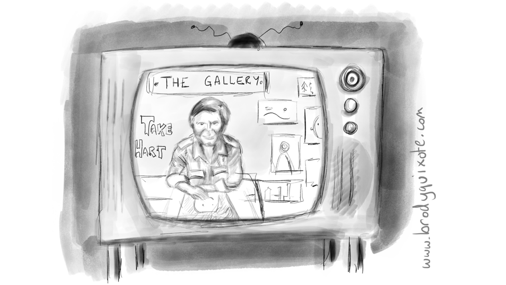 An illustration of Tony Hart's tv gallery from 1979 by brodyquixote
