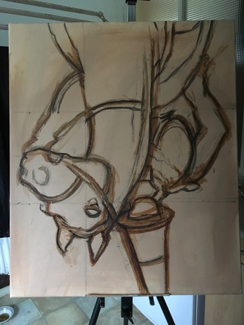A photograph of brodyquixote's completed sketch layer of the Duke Of Wellington Statue painting.