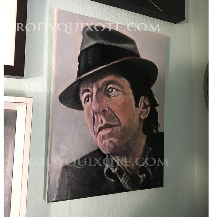 A photo of a painting by Leonard Cohen by David Brodie