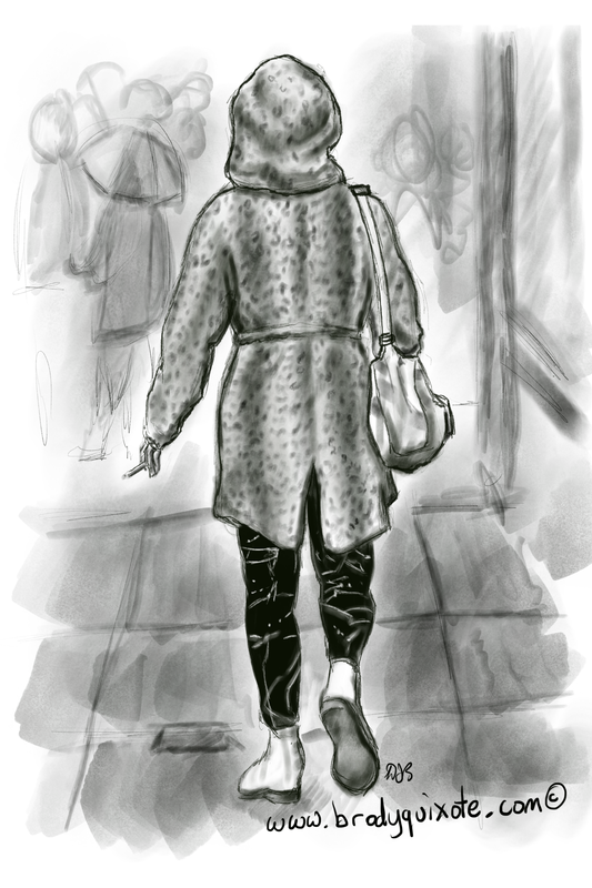 An illustration of a mysterious leopard woman in Glasgow, by brodyquixote.
