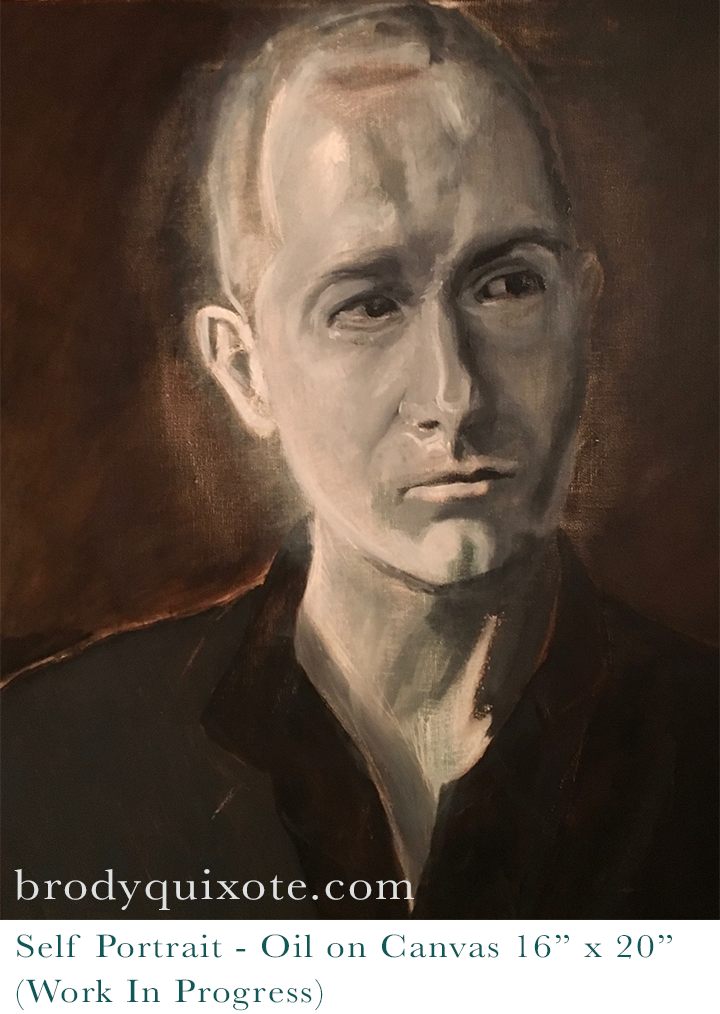 Self Portrait painting in oils of David Brodie - brodyquixote