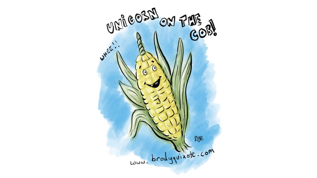 An illustration of a corn on the cob joke by brodyquixote