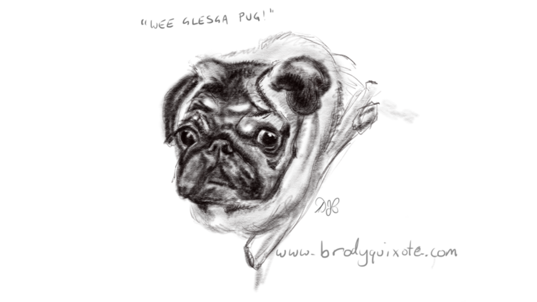 An illustration of a Pug dog by brodyquixote